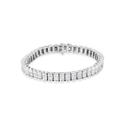 14K White Gold 5.00 Cttw Invisible Set Princess-Cut Diamond Belt and Buckle Tennis 7" Bracelet (H-I Color, SI1-SI2 Clarity) Bids.com