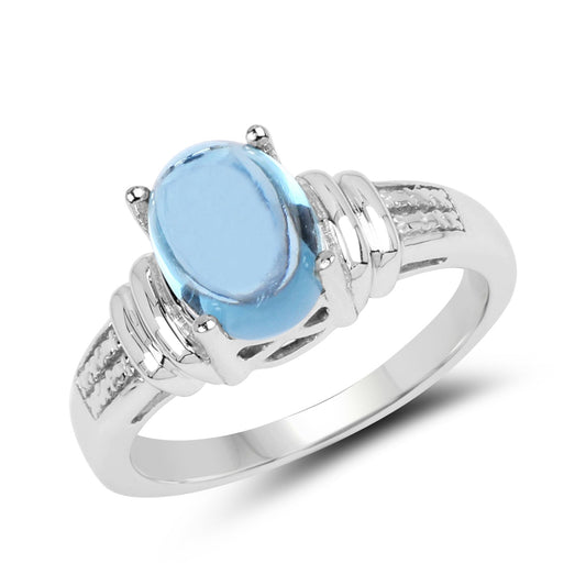 2.10 Carat Genuine Swiss Blue Topaz .925 Sterling Silver Ring Bids.com