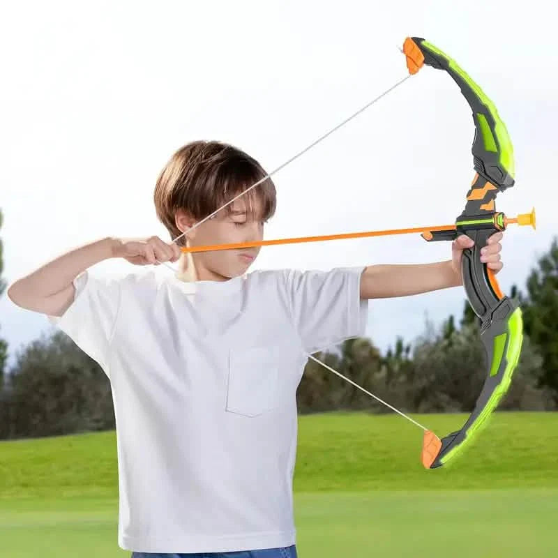 LED Bow & Arrow Toy Set for Kids Light-Up Archery Play Kit with Suction Cup Arrows (Blue/Green) DailySale