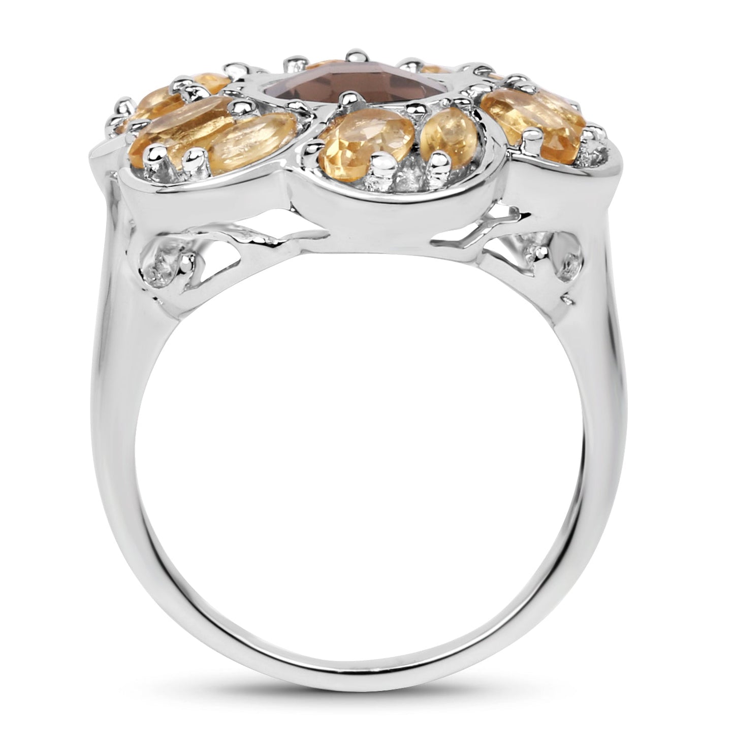 3.46 Carat Genuine Smoky Quartz & Citrine .925 Sterling Silver Ring Bids.com