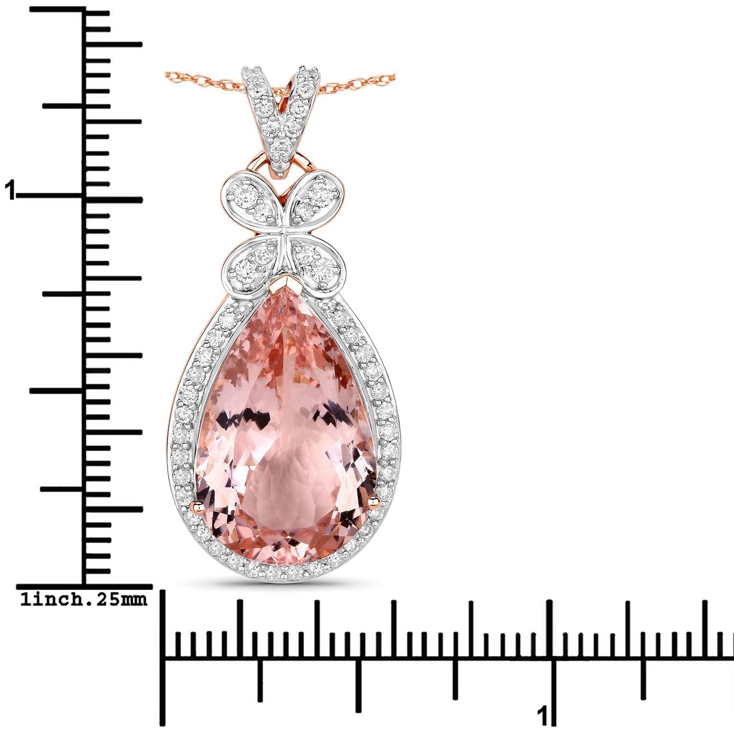 8.14 Carat Genuine Morganite and White Diamond 14K Rose Gold Pendant Bids.com