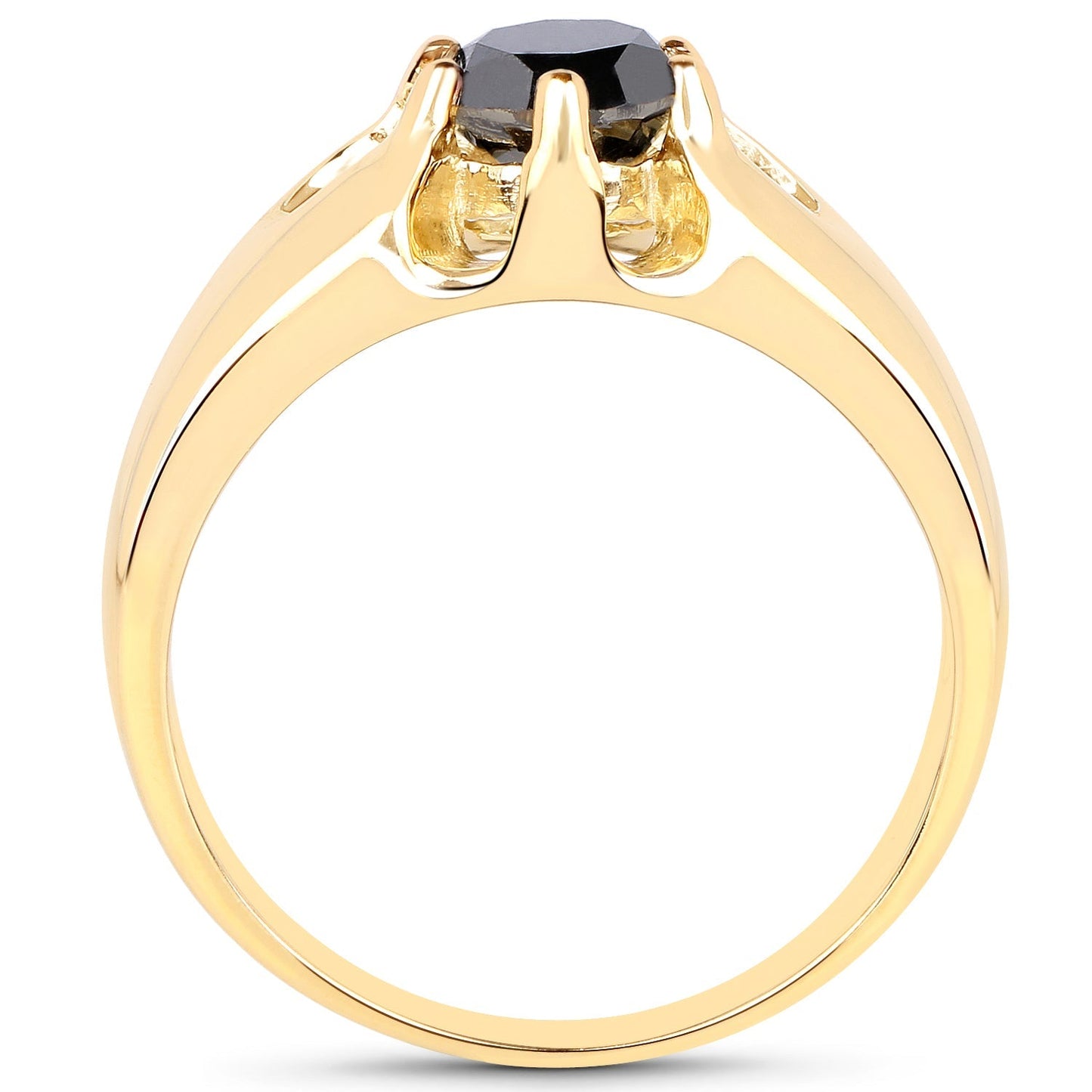 14K Yellow Gold Plated 1.00 Carat Genuine Black Diamond .925 Sterling Silver Ring Bids.com