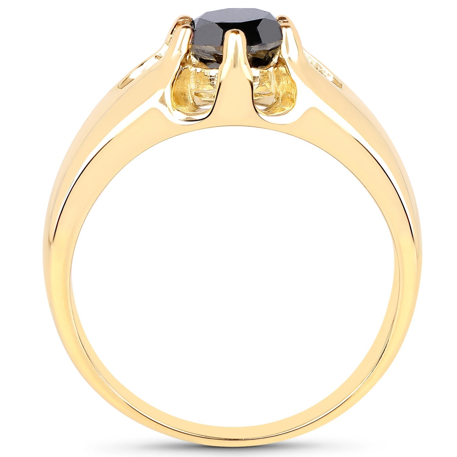 14K Yellow Gold Plated 1.00 Carat Genuine Black Diamond .925 Sterling Silver Ring Bids.com