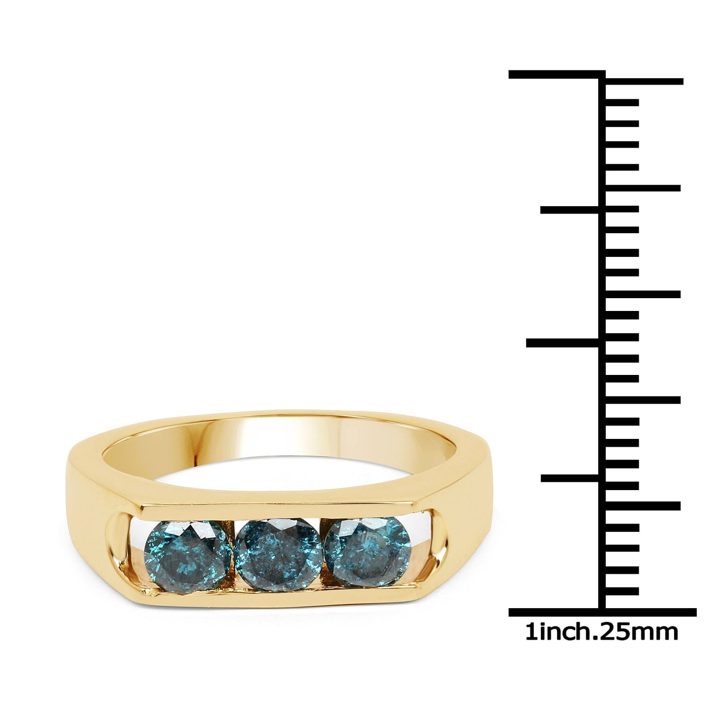 14K Yellow Gold Plated 0.90 Carat Genuine Blue Diamond .925 Sterling Silver Ring Bids.com