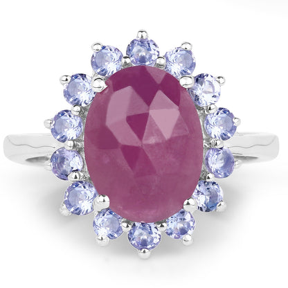 5.53 Carat Genuine Pink Sapphire & Tanzanite .925 Sterling Silver Ring Bids.com
