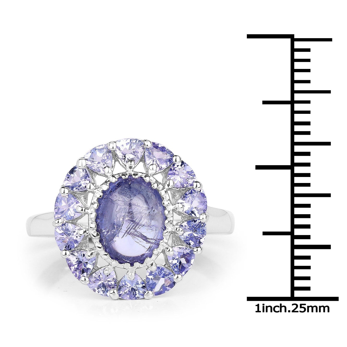 3.85 Carat Genuine Tanzanite .925 Sterling Silver Ring Bids.com
