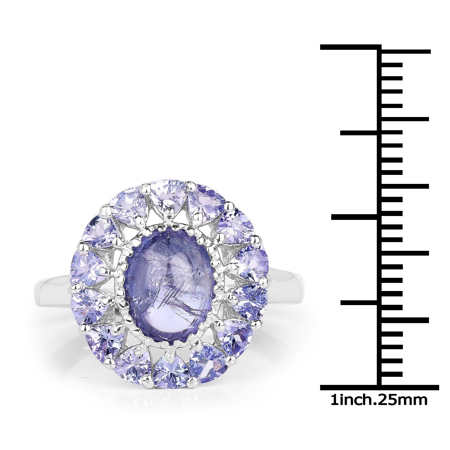 3.85 Carat Genuine Tanzanite .925 Sterling Silver Ring Bids.com