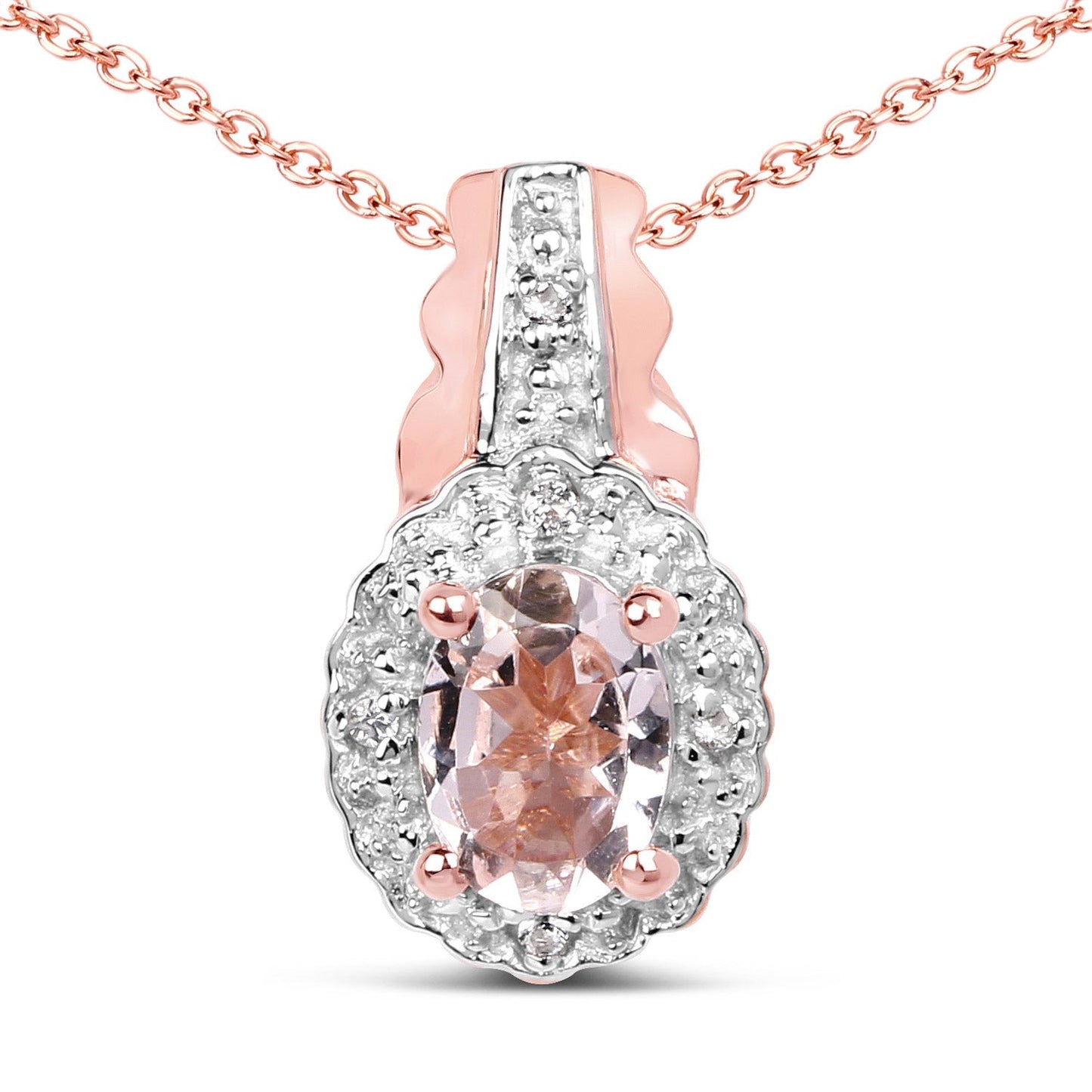 2.28 Carat Genuine Morganite and White Topaz .925 Sterling Silver 3 Piece Jewelry Set (Ring, Earrings, and Pendant w/ Chain) Bids.com