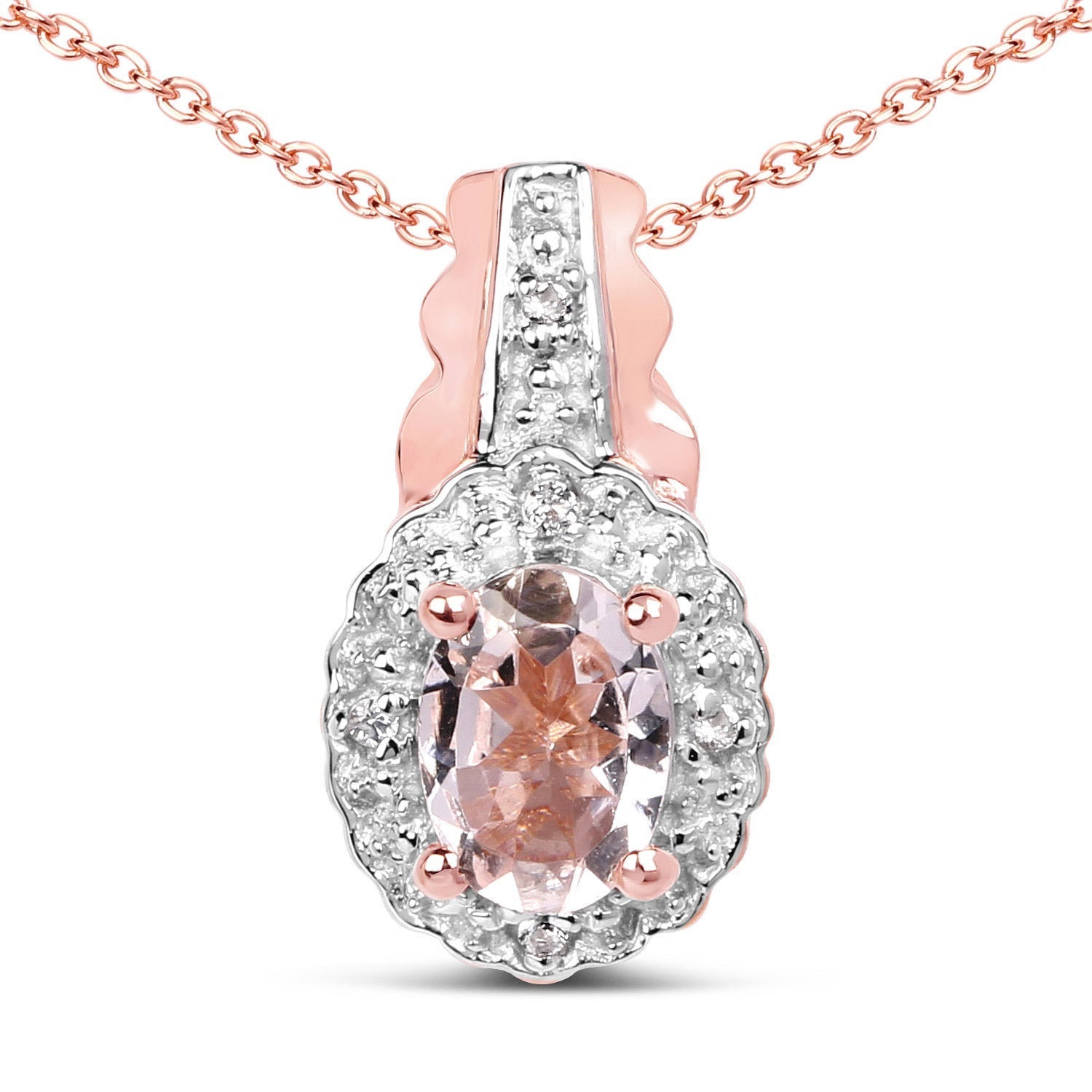 2.28 Carat Genuine Morganite and White Topaz .925 Sterling Silver 3 Piece Jewelry Set (Ring, Earrings, and Pendant w/ Chain) Bids.com