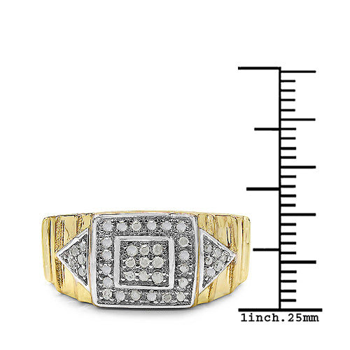 14K Yellow Gold Plated 0.21 Carat Genuine White Diamond .925 Sterling Silver Ring Bids.com