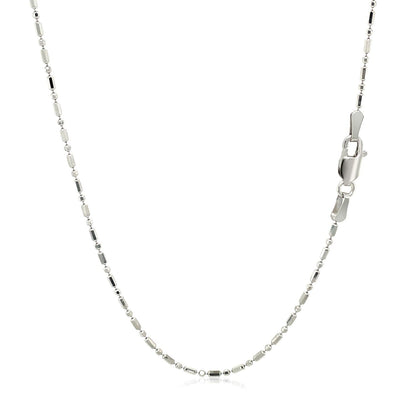 14k White Gold Diamond-Cut Alternating Bead Chain 1.2mm Bids.com