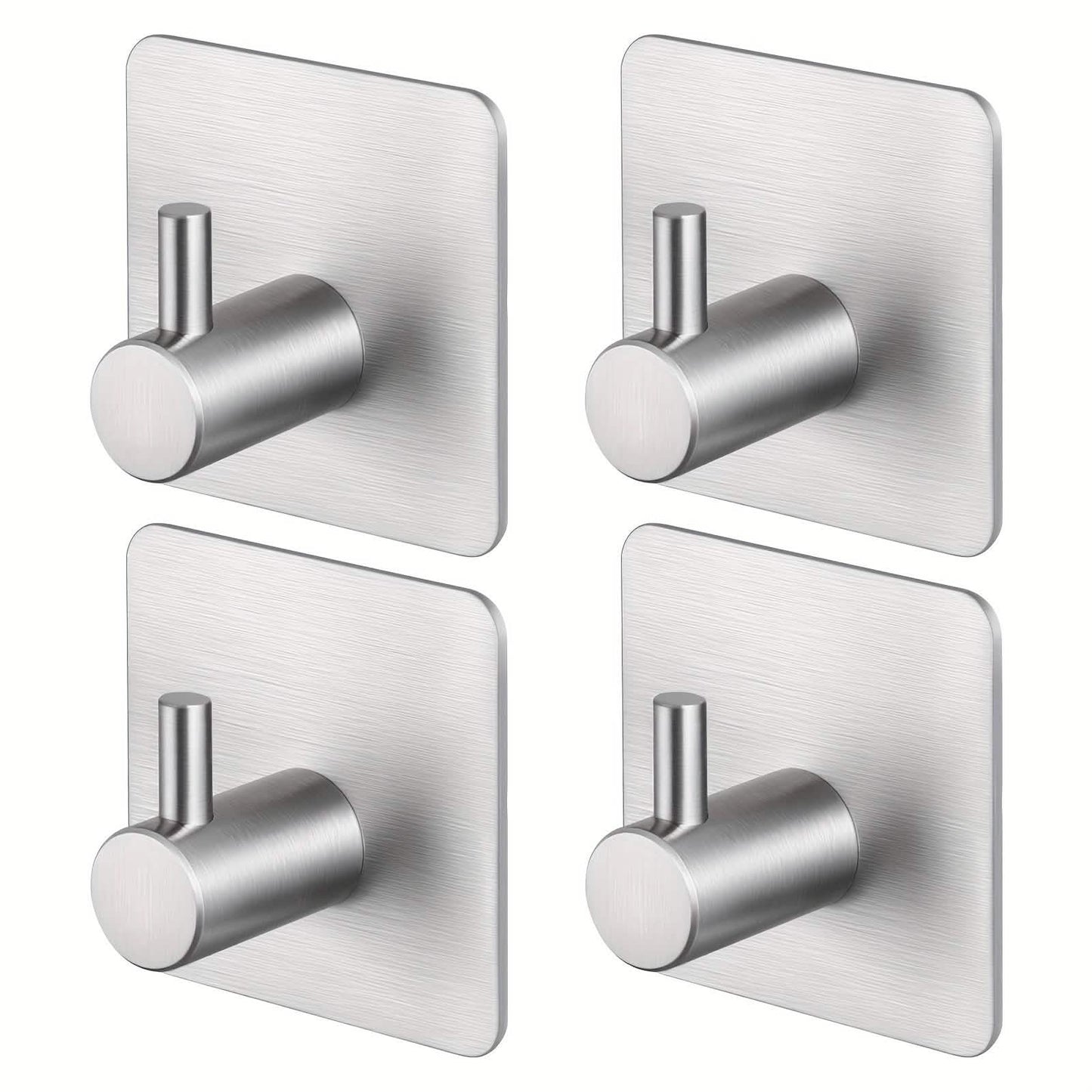 4-Pack Heavy Duty Stick Hooks – Stainless Steel, Waterproof, Wall Mount DailySale