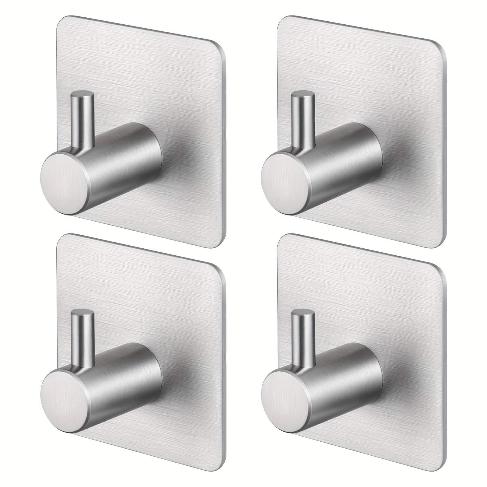 4-Pack Heavy Duty Stick Hooks – Stainless Steel, Waterproof, Wall Mount DailySale