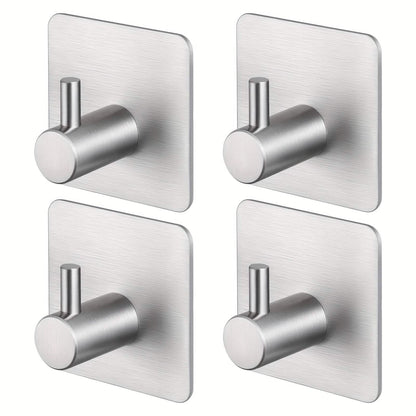 4-Pack Heavy Duty Stick Hooks – Stainless Steel, Waterproof, Wall Mount DailySale