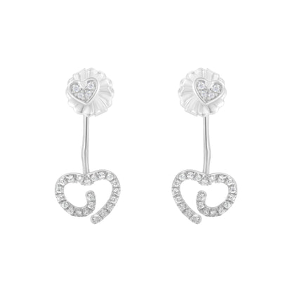 .925 Sterling Silver 1/4 Cttw Diamond Swirl Heart Front/Back Earrings (I-J Color, I2-I3 Clarity) Bids.com