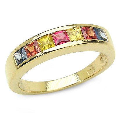 14K Yellow Gold Plated 1.26 Carat Genuine Multi Sapphire .925 Sterling Silver Ring Bids.com