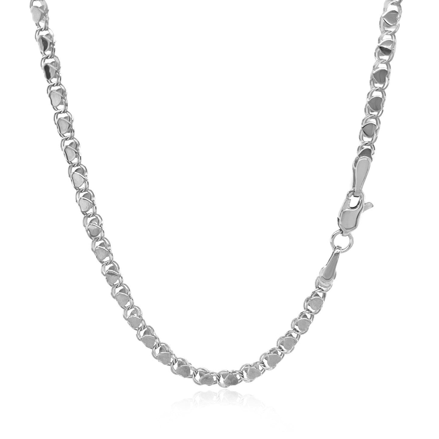 2.9mm 14k White Gold Heart Chain Bids.com