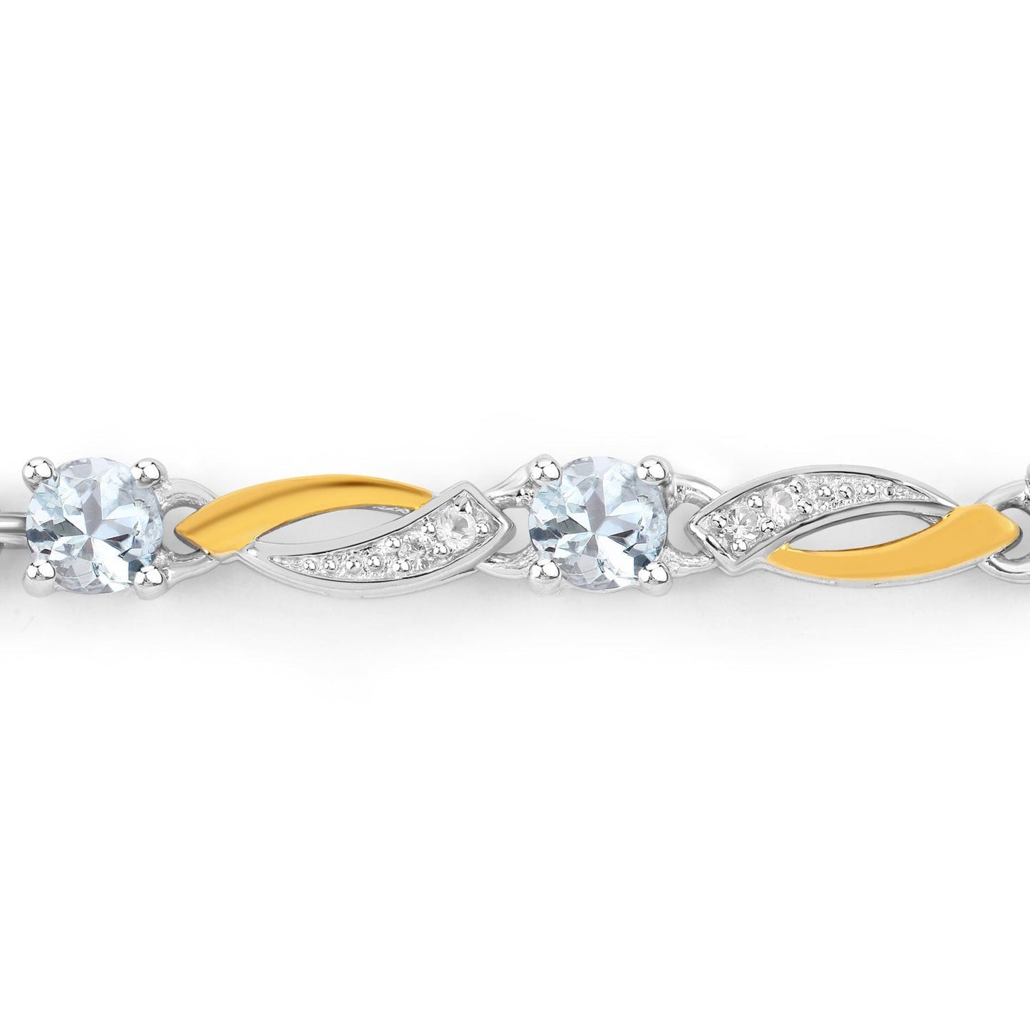 0.74 Carat Genuine Aquamarine and White Sapphire .925 Sterling Silver Bracelet Bids.com