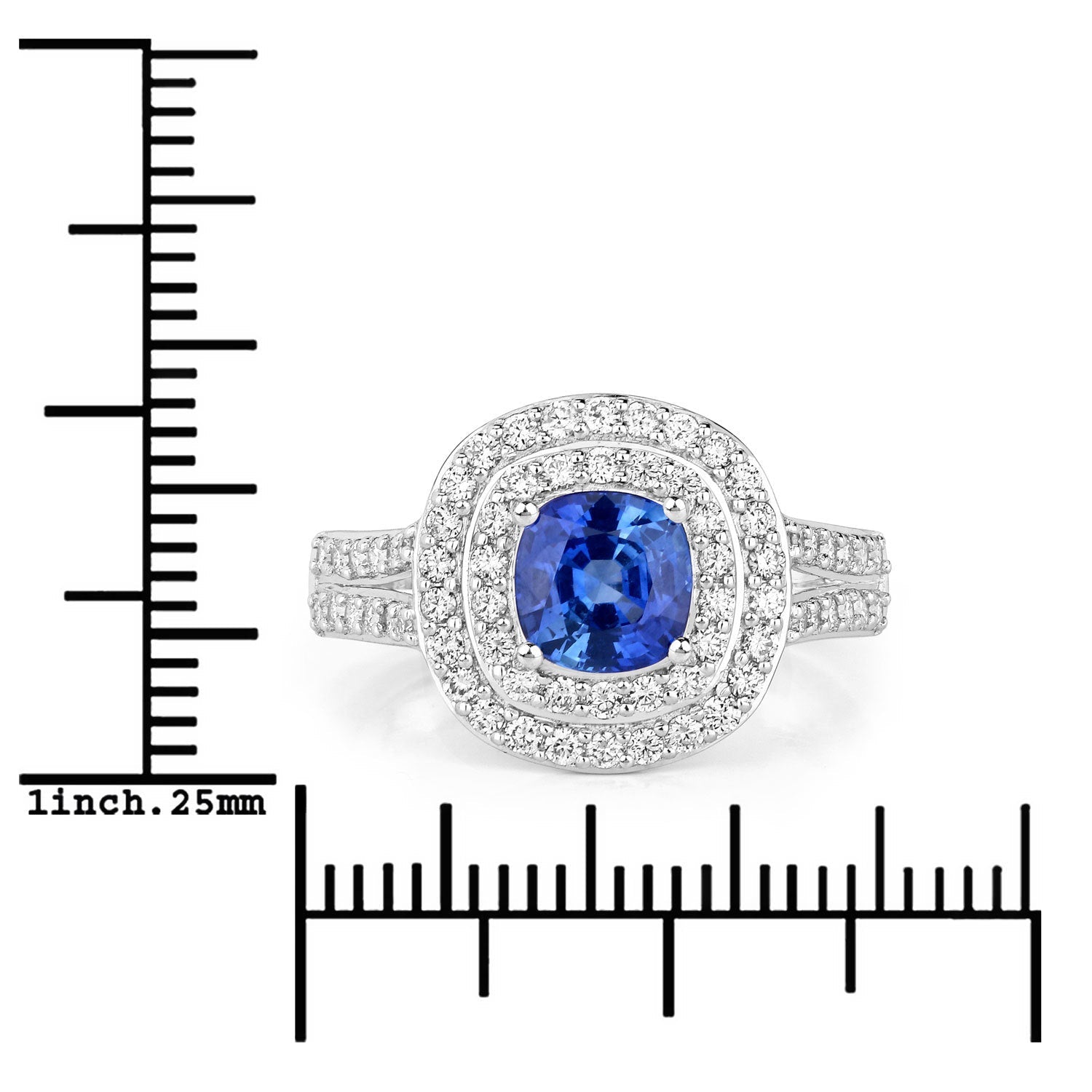 1.96 Carat Genuine Blue Sapphire and White Diamond 18K White Gold Ring Bids.com