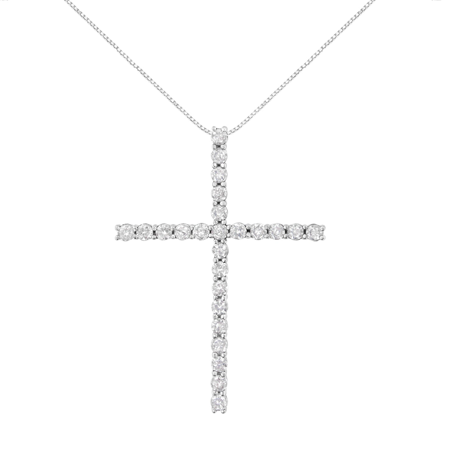 .925 Sterling Silver 2 1/2 cttw Diamond Cross Pendant Necklace (H-I, I2-I3) Bids.com