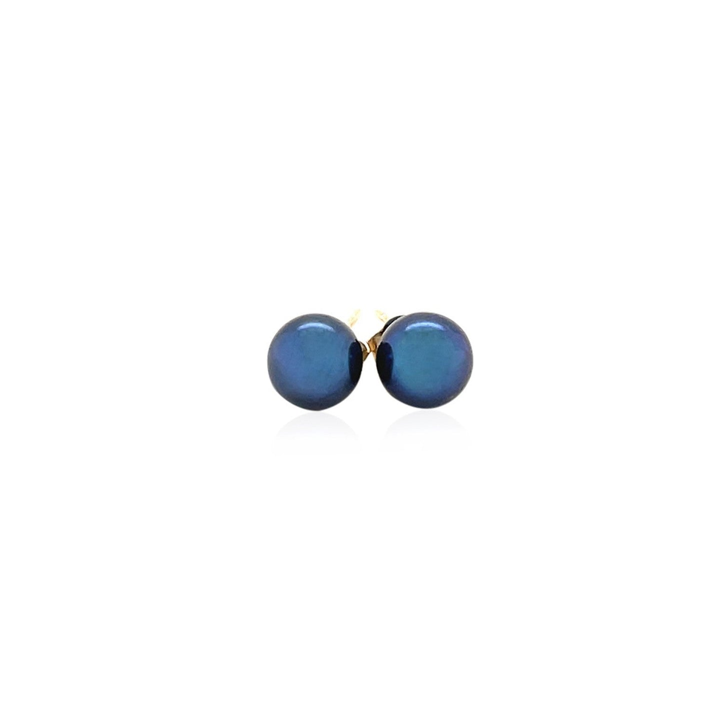 14k Yellow Gold Cultured Black Pearl Stud Earrings (6.0 mm) Bids.com