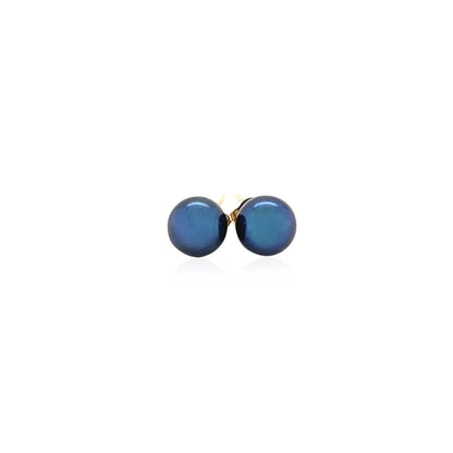 14k Yellow Gold Cultured Black Pearl Stud Earrings (6.0 mm) Bids.com