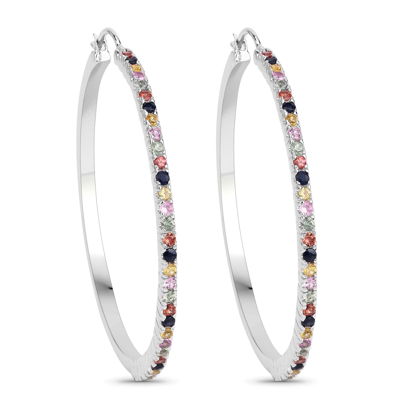 2.24 Carat Genuine Multi Sapphire .925 Sterling Silver Earrings Bids.com