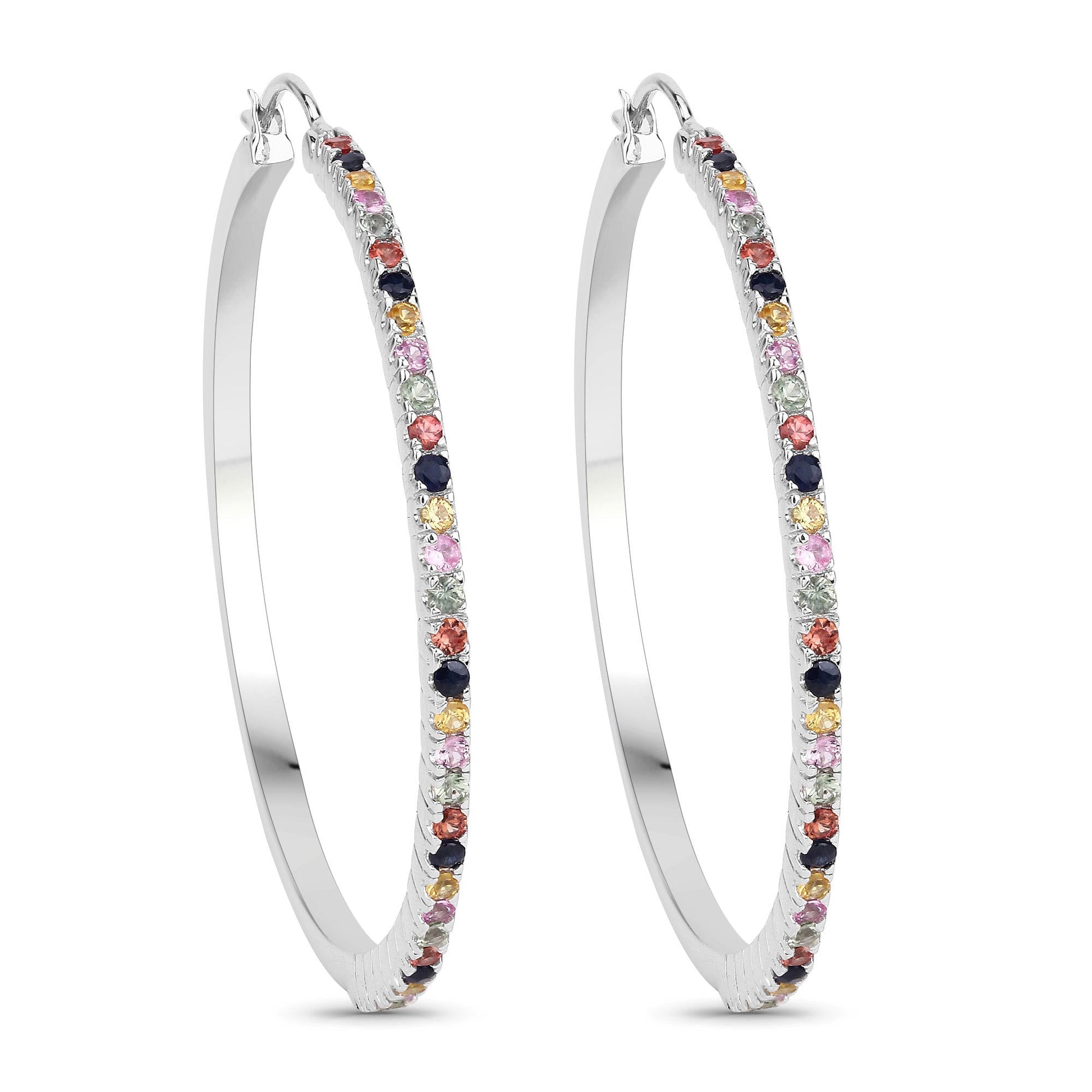 2.24 Carat Genuine Multi Sapphire .925 Sterling Silver Earrings Bids.com