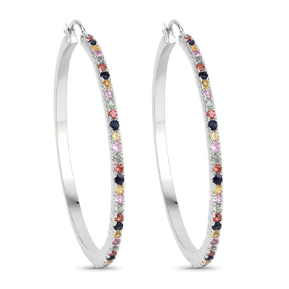 2.24 Carat Genuine Multi Sapphire .925 Sterling Silver Earrings Bids.com