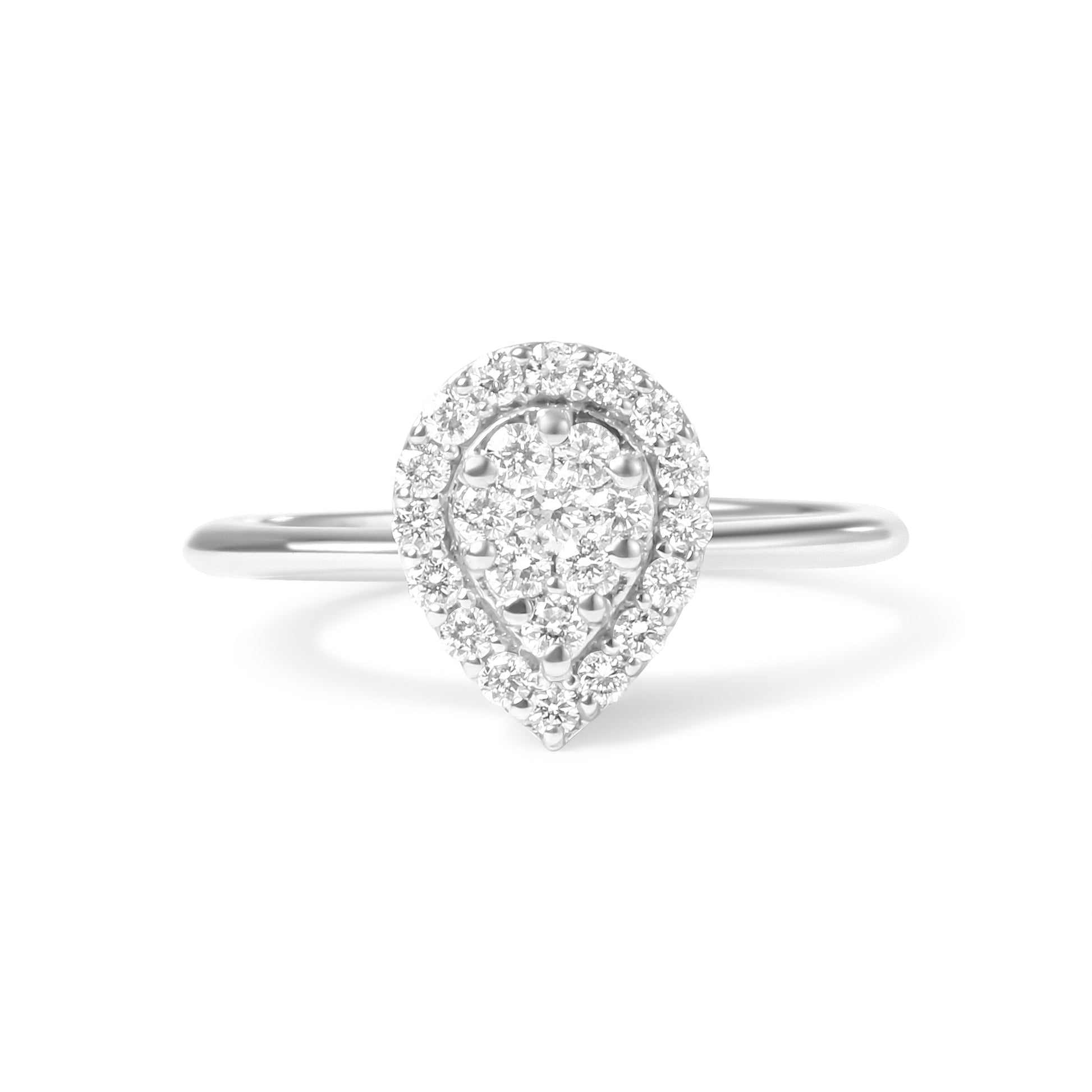 10K White Gold 3/8 Cttw Round-Cut Lab Grown Diamond Cluster Pear Promise Ring (G-H Color, VS2-SI1 Clarity) - Size 7 Bids.com