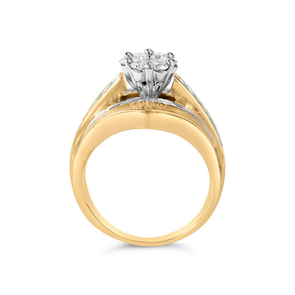 14K Yellow Gold 2-1/3 Cttw Diamond Cluster Channel Set Chevron Shaped Engagement Ring (H-I Color, SI1-SI2 Clarity) - Ring Size 7 Bids.com