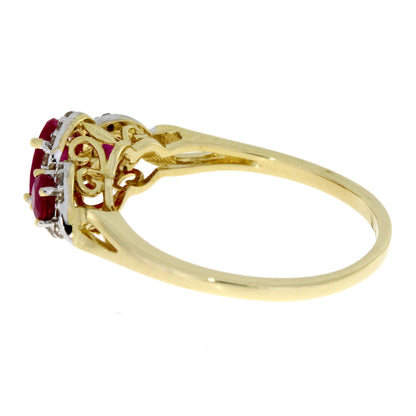 1.04ct Ruby Diamond 3 Stone Ring 14KT Yellow Gold Bids.com
