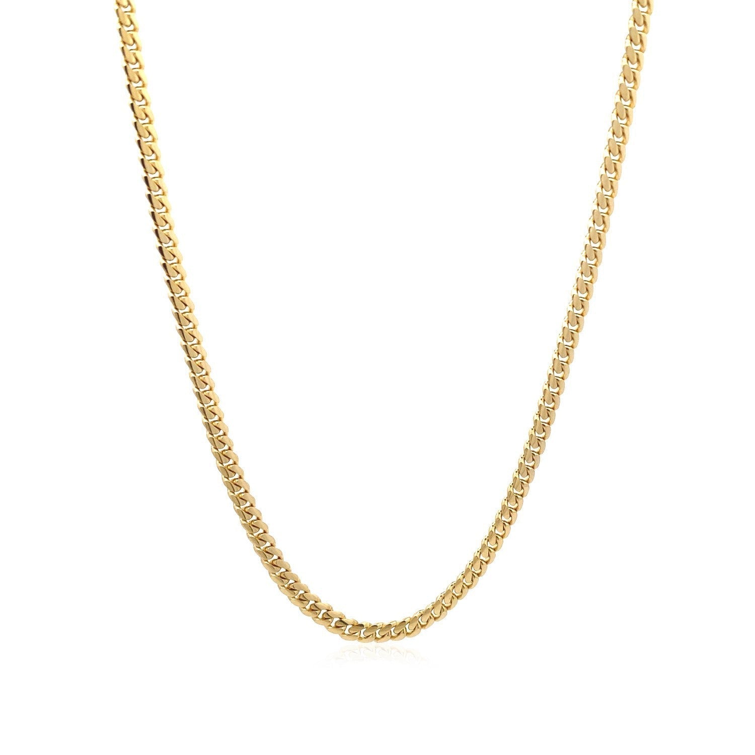 3.2mm 14k Yellow Gold Classic Solid Miami Cuban Chain Bids.com