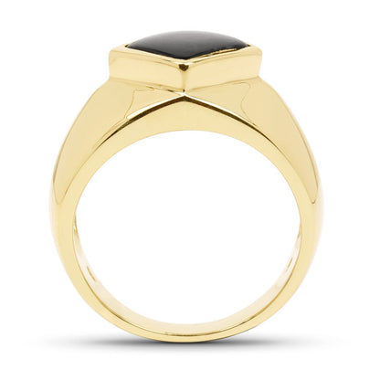 14K Yellow Gold Plated 2.00 Carat Genuine Black Onyx .925 Sterling Silver Ring Bids.com