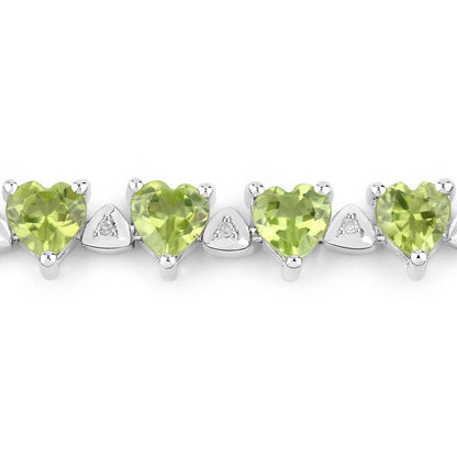 10.24 Carat Genuine Peridot and White Diamond .925 Sterling Silver Bracelet Bids.com