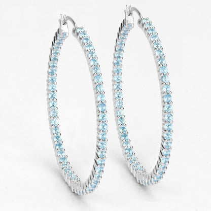 3.60 Carat Genuine Swiss Blue Topaz .925 Sterling Silver Earrings Bids.com