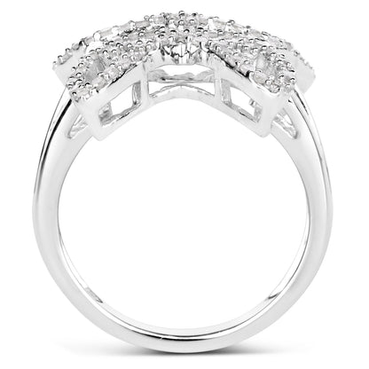 0.58 Carat Genuine White Diamond .925 Sterling Silver Ring Bids.com