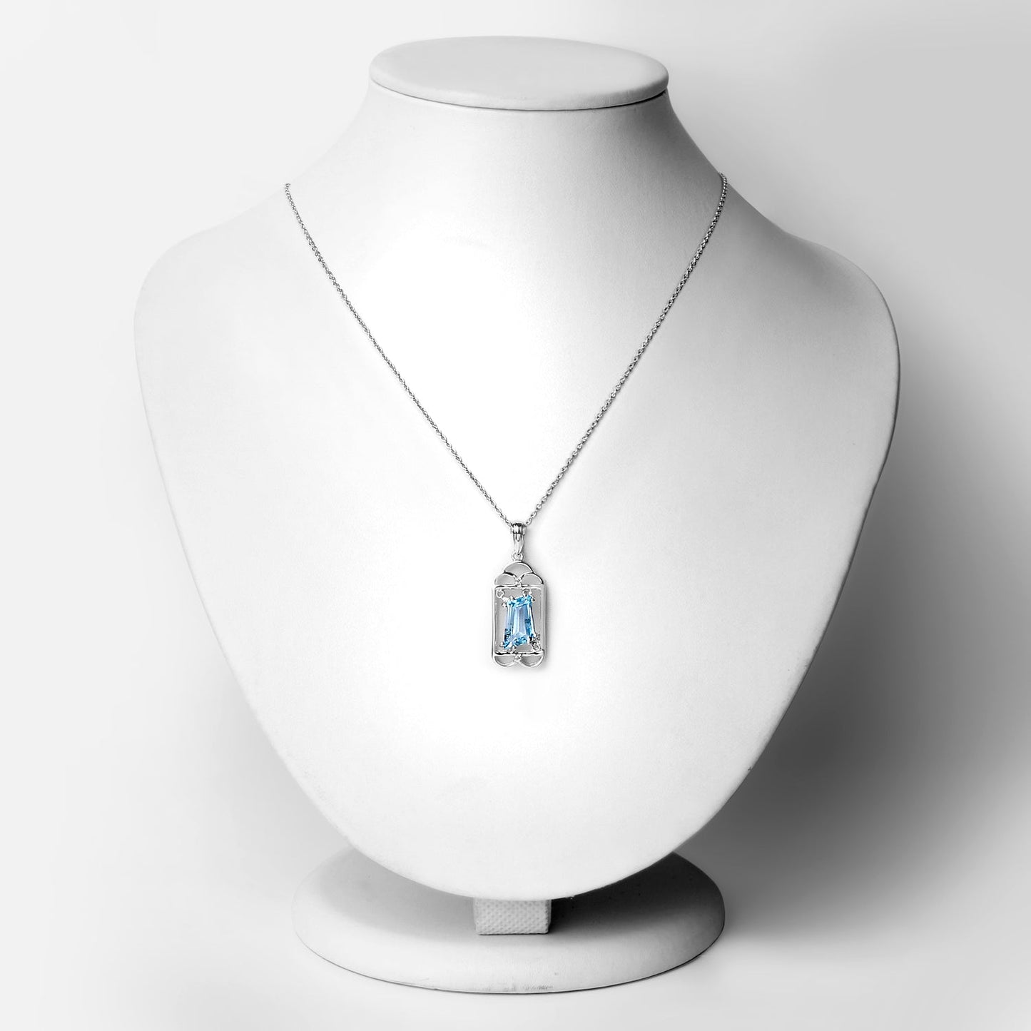 4.57 Carat Genuine Swiss Blue Topaz & White Topaz .925 Sterling Silver Pendant Bids.com