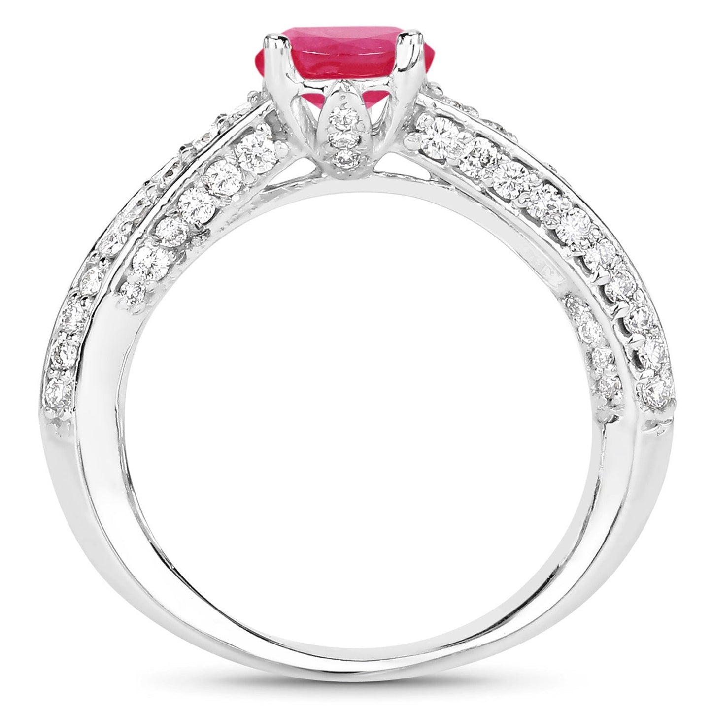 1.49 Carat Genuine Ruby and White Diamond 14K White Gold Ring (I Color, SI Clarity) Bids.com