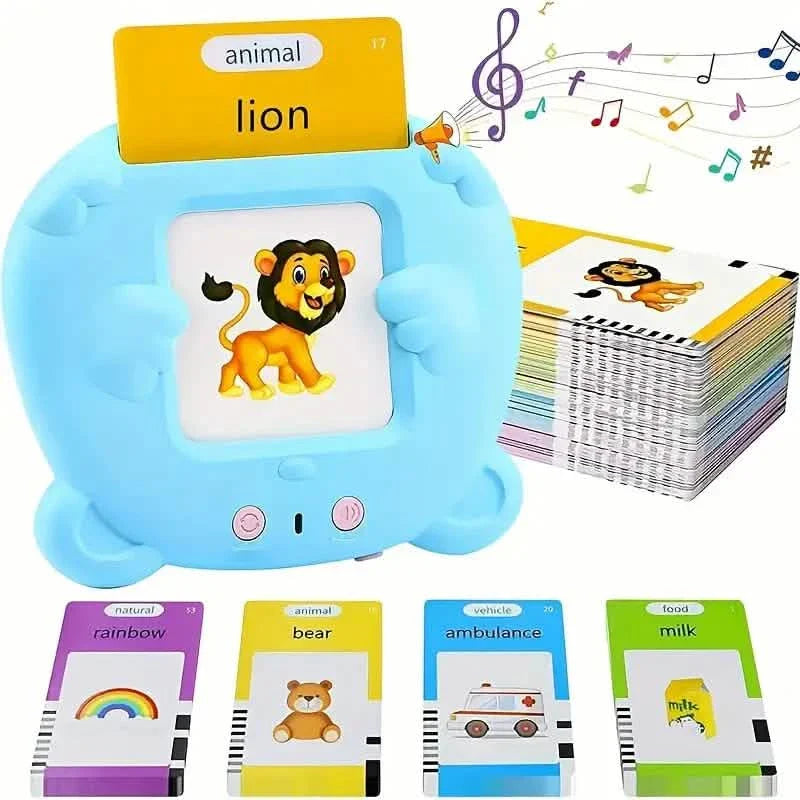 Flash Card Learning Toy – 112 Cards, 224 Words | USB Rechargeable Reading Toy for Kids (Pink/Blue) DailySale