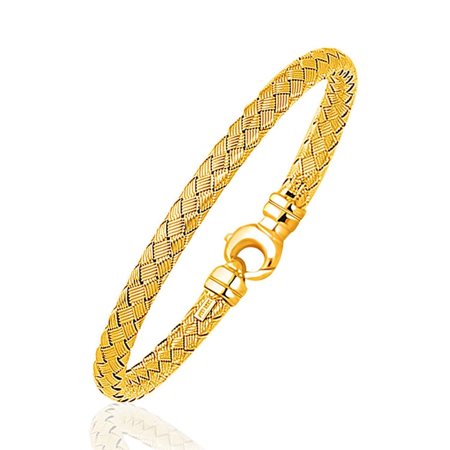 Fancy Weave Bangle in 14k Yellow Gold (5.0mm) Bids.com