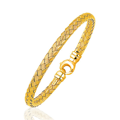 Fancy Weave Bangle in 14k Yellow Gold (5.0mm) Bids.com