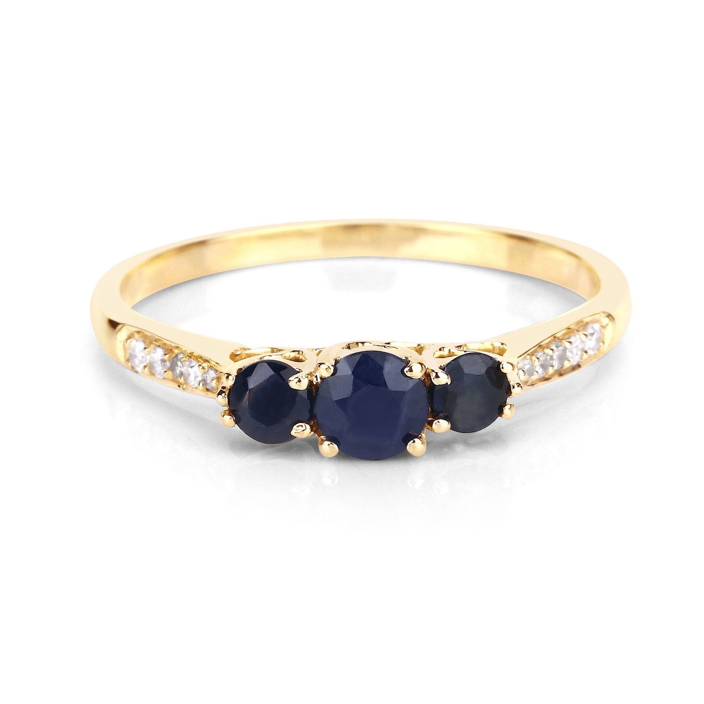 0.56 Carat Genuine Blue Sapphire and White Diamond 14K Yellow Gold Ring Bids.com