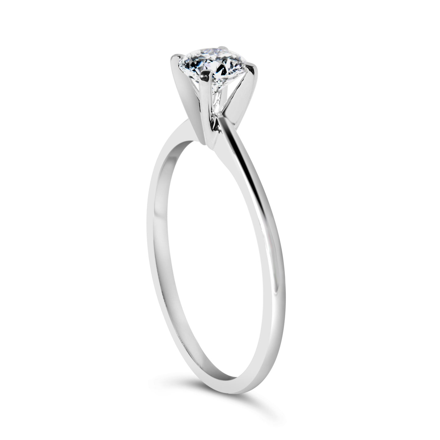 14K White Gold 1/2 Cttw Round Lab Grown Diamond 4 Prong Solitaire Engagement Ring (F-G Color, VS2-SI1 Clarity) - Size 7 Bids.com