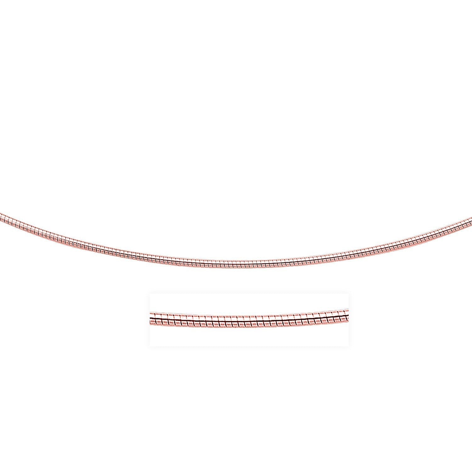 14k Rose Gold Necklace in a Round Omega Chain Style Bids.com