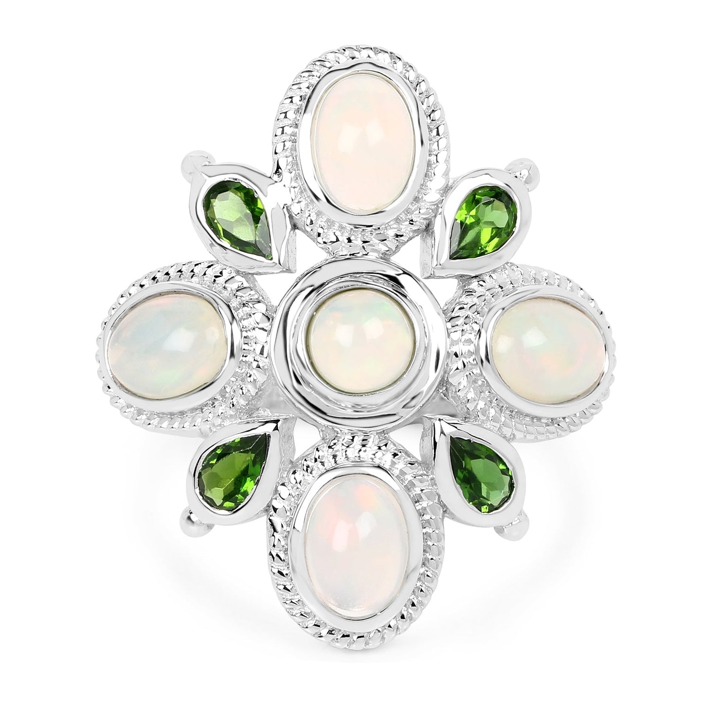 2.97 Carat Genuine Ethiopian Opal And Chrome Diopside .925 Sterling Silver Ring Bids.com
