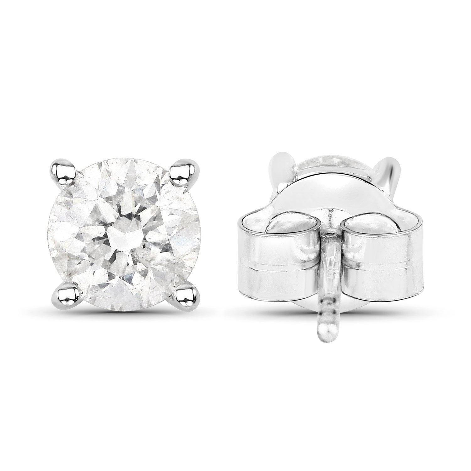 0.80 Carat Genuine White Diamond 14K White Gold Earrings Bids.com