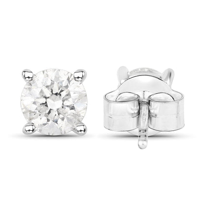 0.80 Carat Genuine White Diamond 14K White Gold Earrings Bids.com
