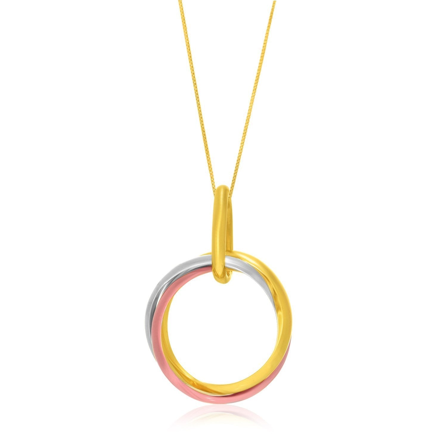 14k Tri-Color Gold Open Interlaced Ring Pendant Bids.com