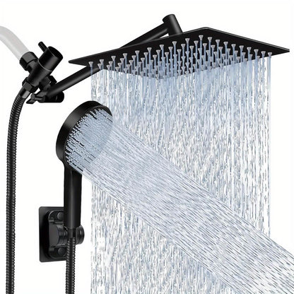 High Pressure Rainfall & Handheld Shower Head – Adjustable, Chrome/Black DailySale